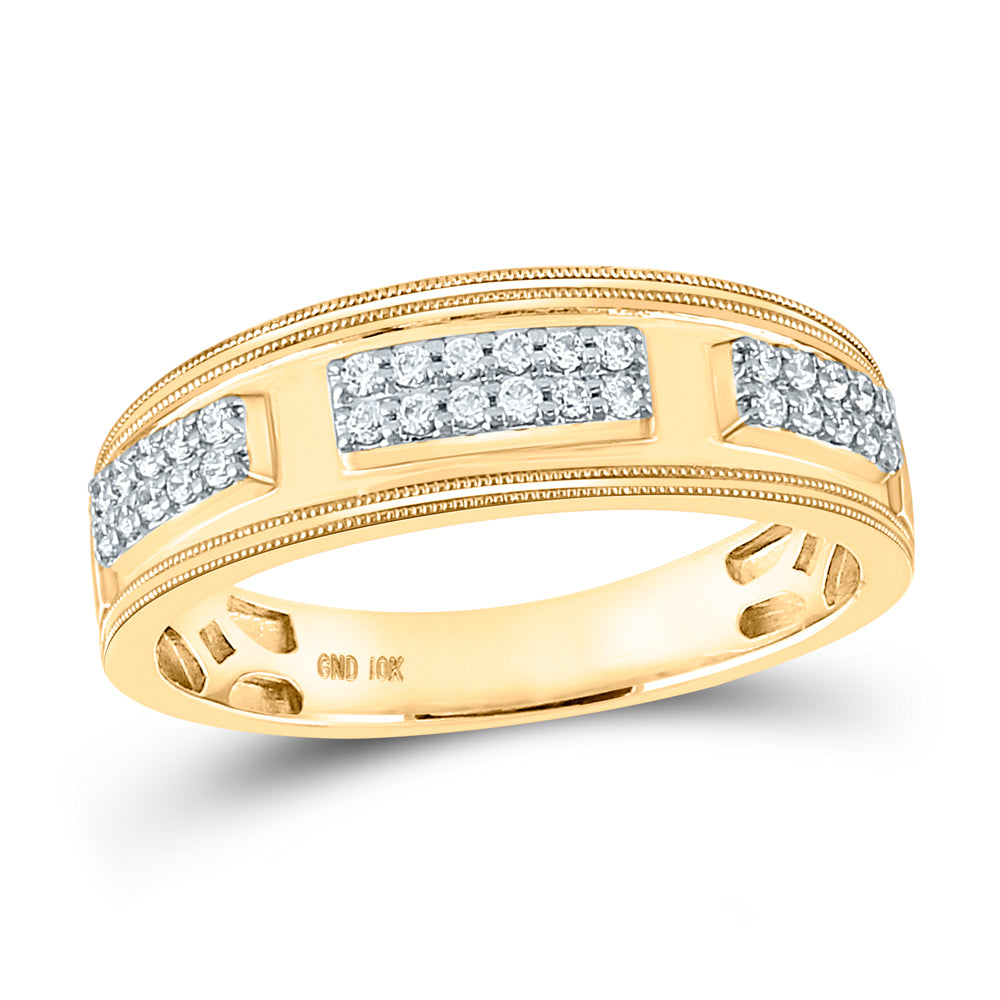 10kt Yellow Gold His Hers Round Diamond Cluster Matching Bridal Wedding Ring Band Set 1-1/4 Cttw