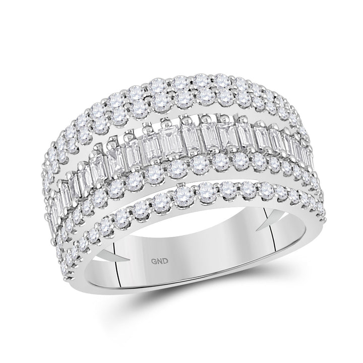 14kt White Gold Womens Baguette Diamond Fashion Modern Cocktail Ring 1.00 Cttw