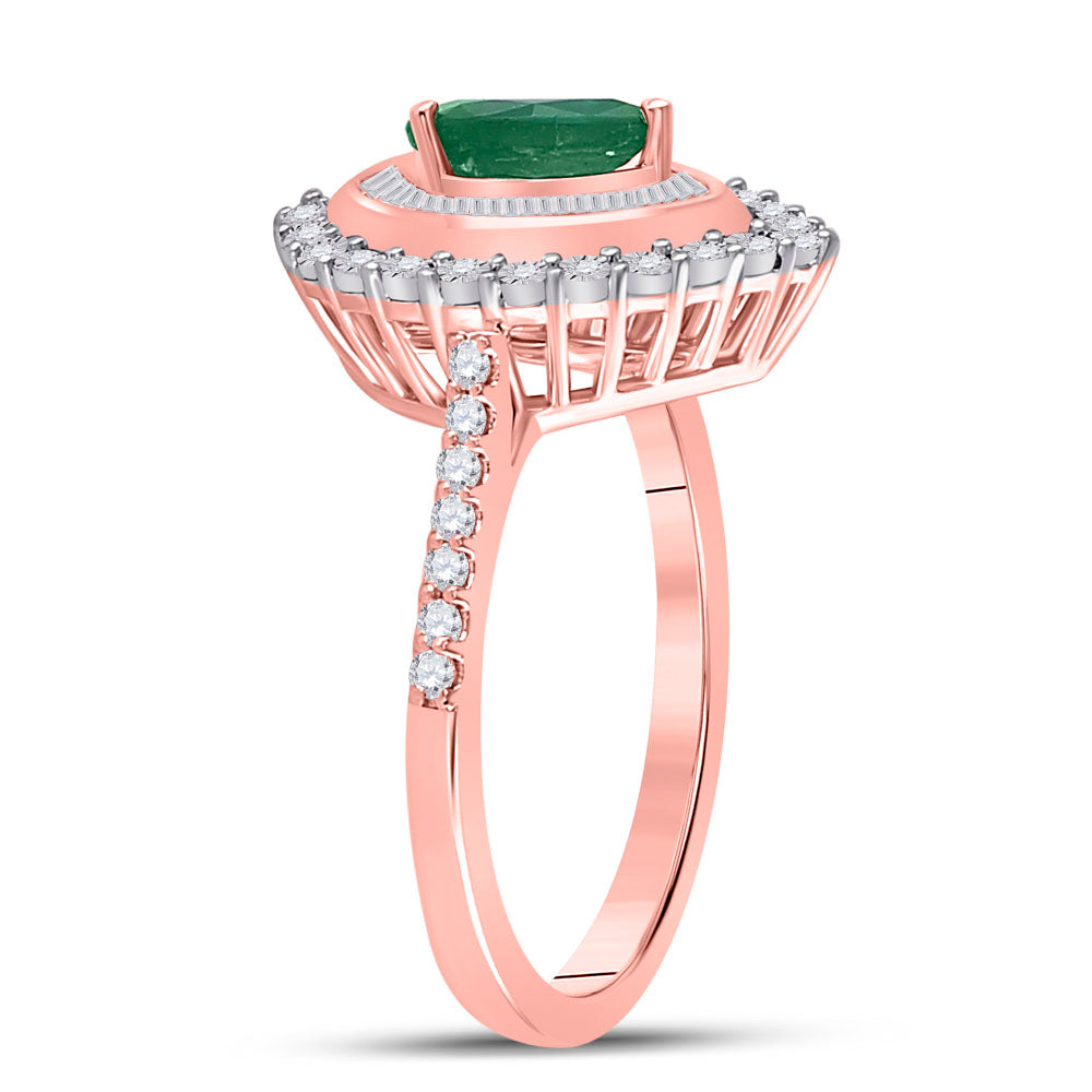 3/8CTW-DIA 1/2 CT EMERALD RING