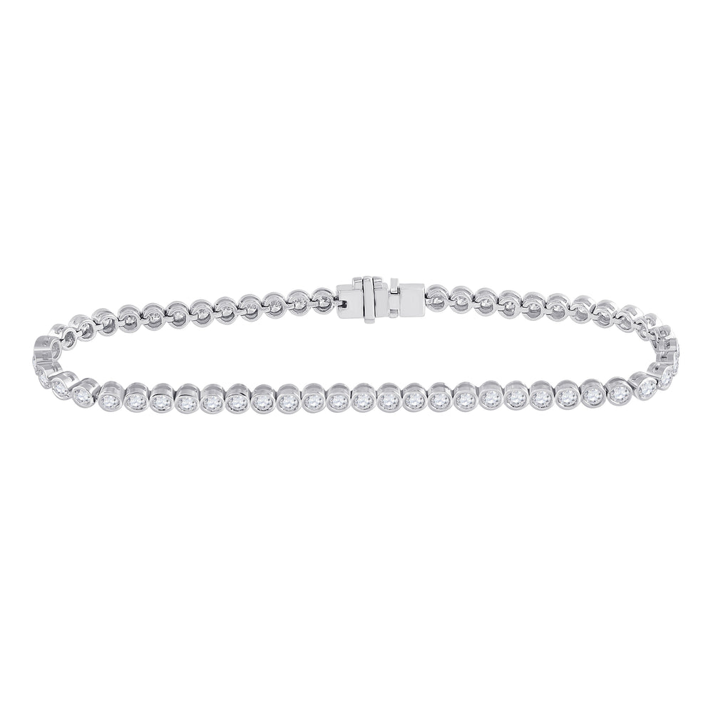 14kt White Gold Women's Diamond Milgrain Tennis Bracelet 2-7/8 ctw - view 2