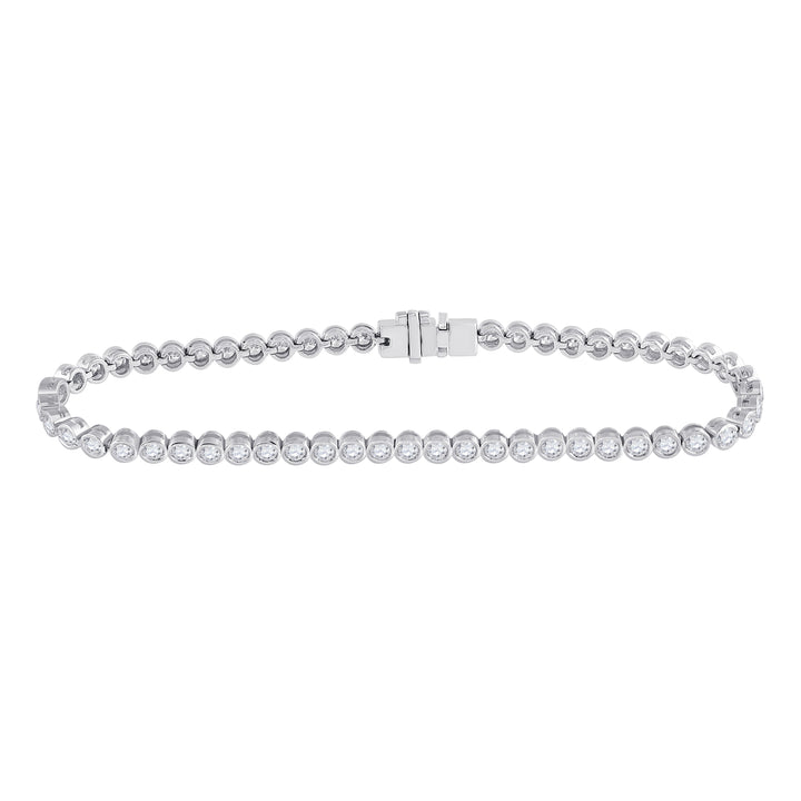 14kt White Gold Women's Diamond Milgrain Tennis Bracelet 2-7/8 ctw - view 2