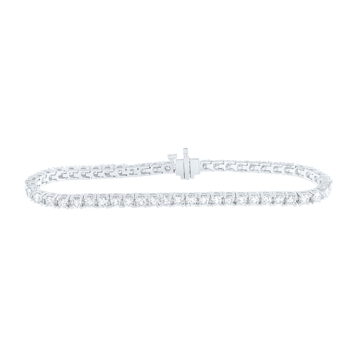 14kt White Gold Womens Round Diamond Statement Tennis Bracelet 5.00 Cttw