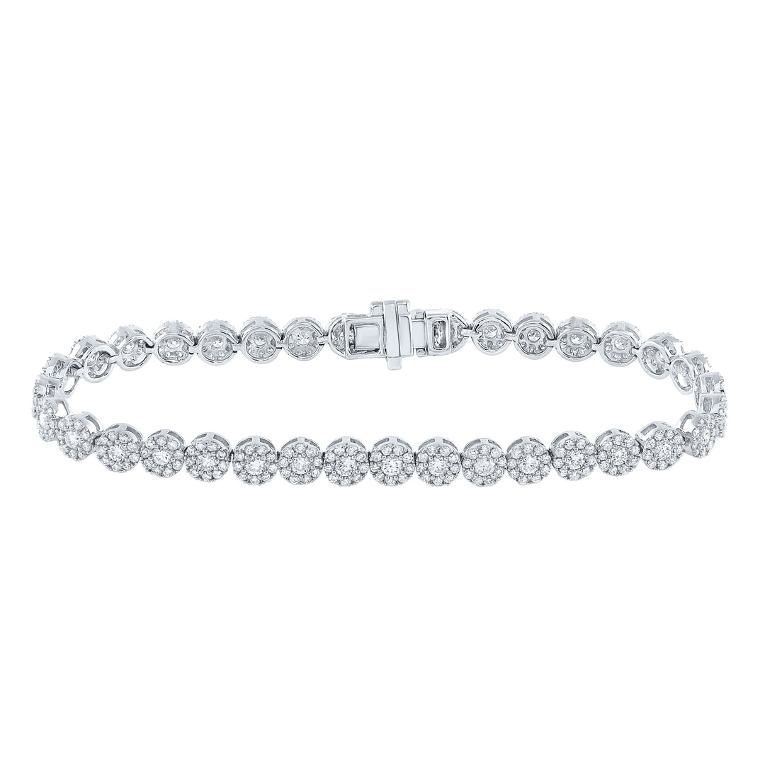 14kt White Gold Womens Round Diamond Statement Tennis Bracelet 3.00 Cttw