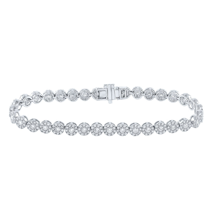 14kt White Gold Womens Round Diamond Statement Tennis Bracelet 3.00 Cttw