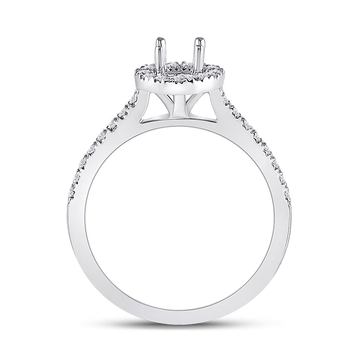 14kt White Gold Womens Round Diamond 1/2 Ct Rd Center Halo Bridal Wedding Semi-Mount Ring 1/3 Cttw
