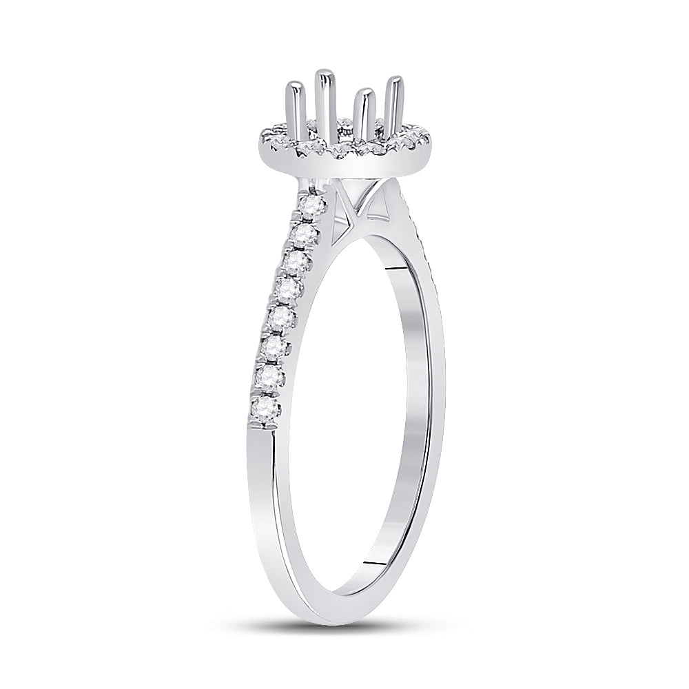 14kt White Gold Womens Round Diamond 1/2 Ct Rd Center Halo Bridal Wedding Semi-Mount Ring 1/3 Cttw