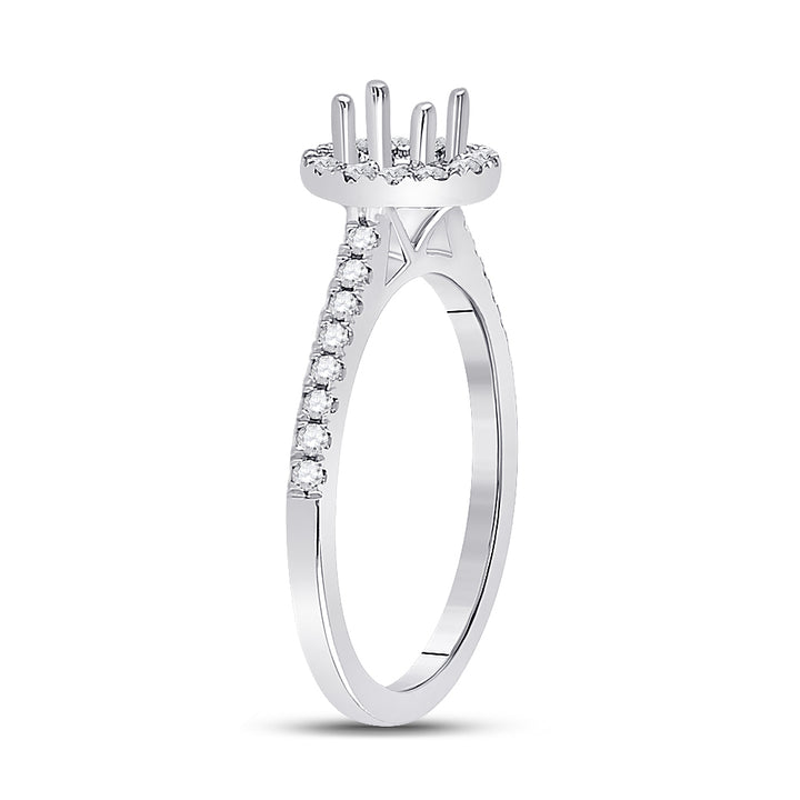 14kt White Gold Womens Round Diamond 1/2 Ct Rd Center Halo Bridal Wedding Semi-Mount Ring 1/3 Cttw