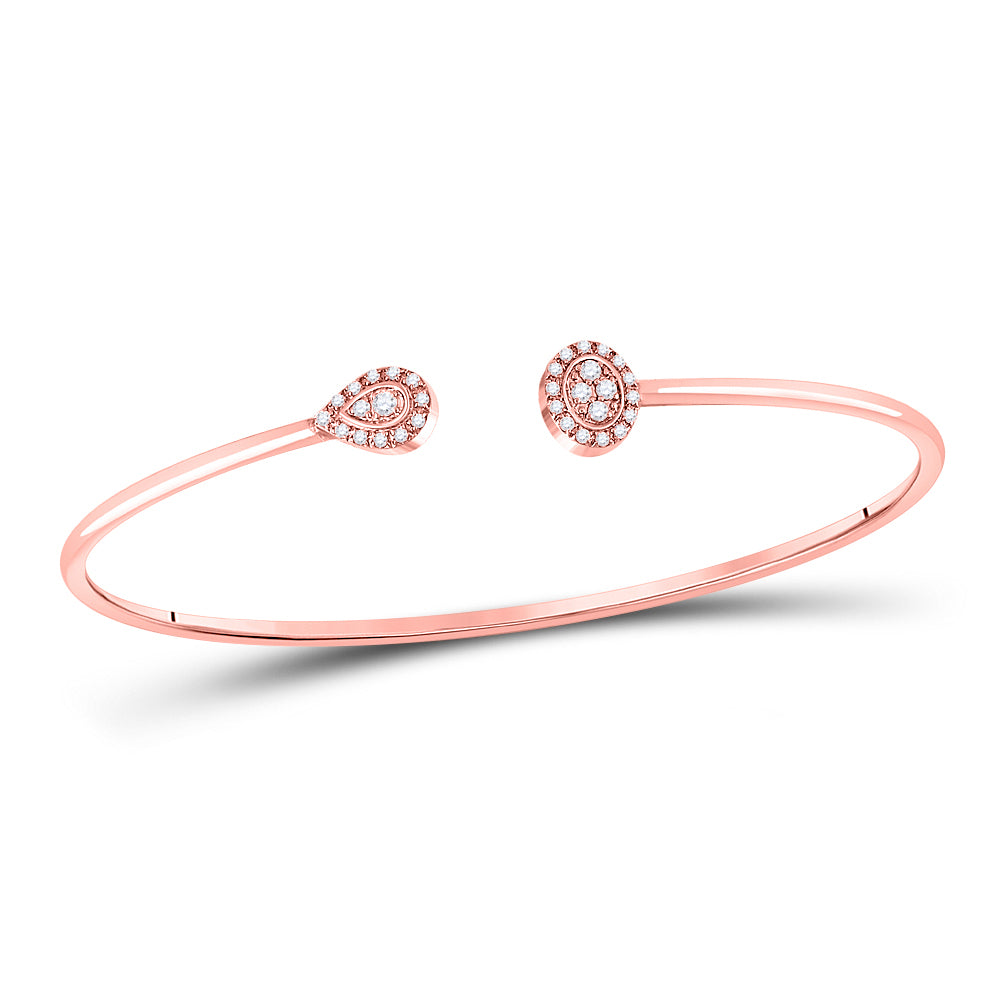 10kt Rose Gold Women's Diamond Fashion Bangle Bracelet 1/5 ctw