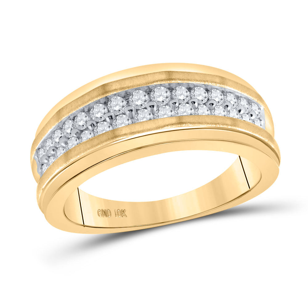 10kt Yellow Gold Mens Round Diamond Wedding Band Ring 3/4 Cttw