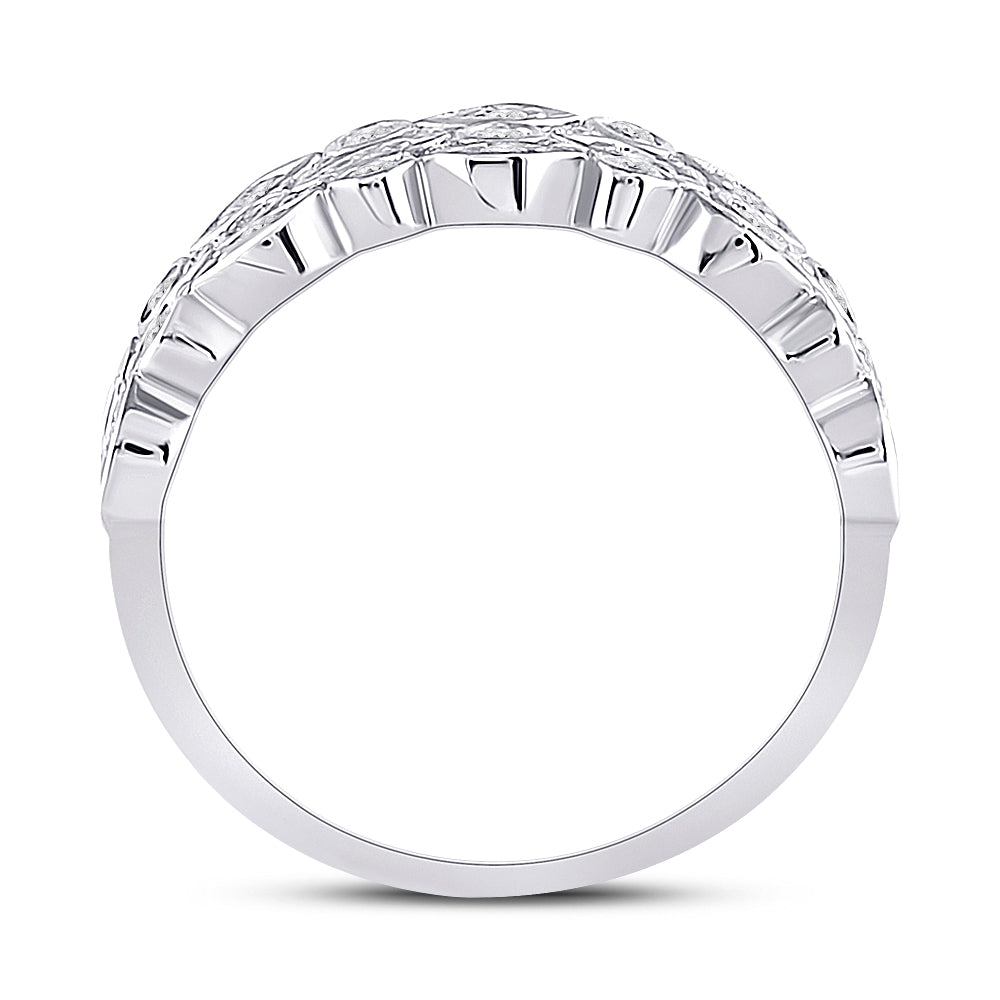 14kt White Gold Womens Round Diamond 3-Row Fashion Ring 3/4 Cttw