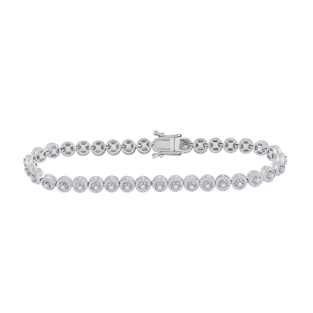 14kt White Gold Women's Diamond Milgrain Tennis Bracelet 2 ctw - view 2