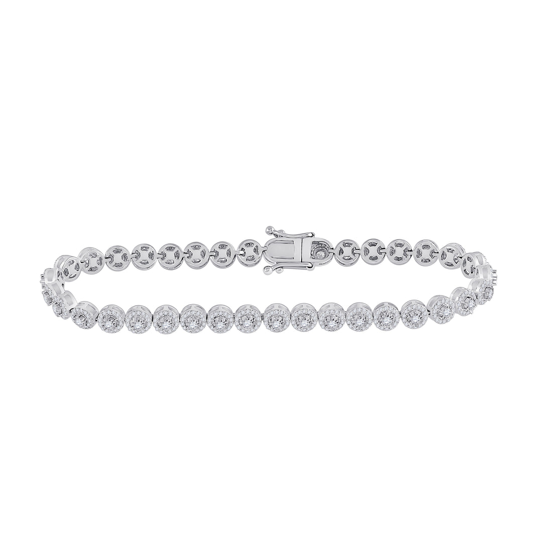 14kt White Gold Women's Diamond Milgrain Tennis Bracelet 2 ctw - view 2