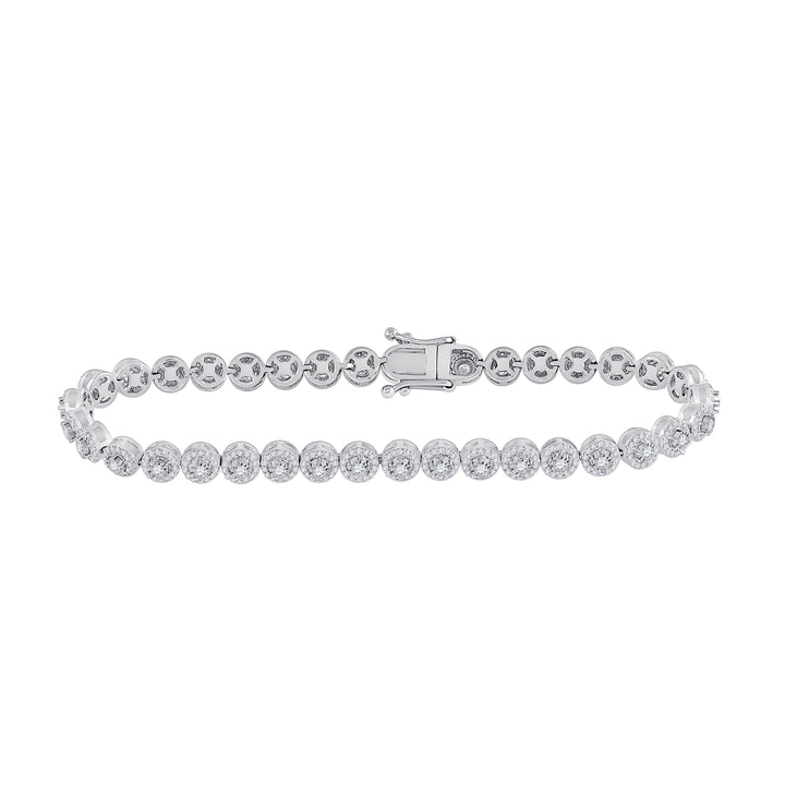 14kt White Gold Women's Diamond Milgrain Tennis Bracelet 2 ctw - view 2