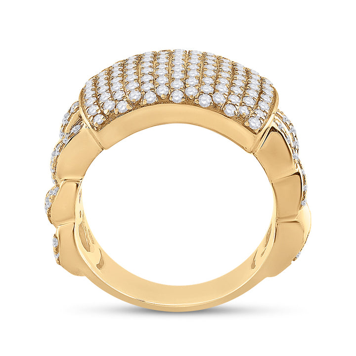 10kt Yellow Gold Mens Round Diamond Statement Fashion Ring 2.00 Cttw