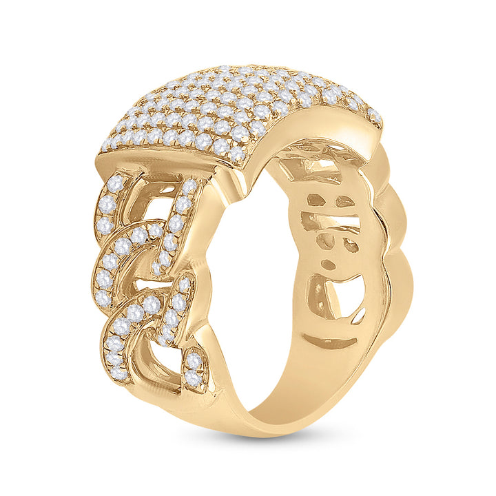 10kt Yellow Gold Mens Round Diamond Statement Fashion Ring 2.00 Cttw
