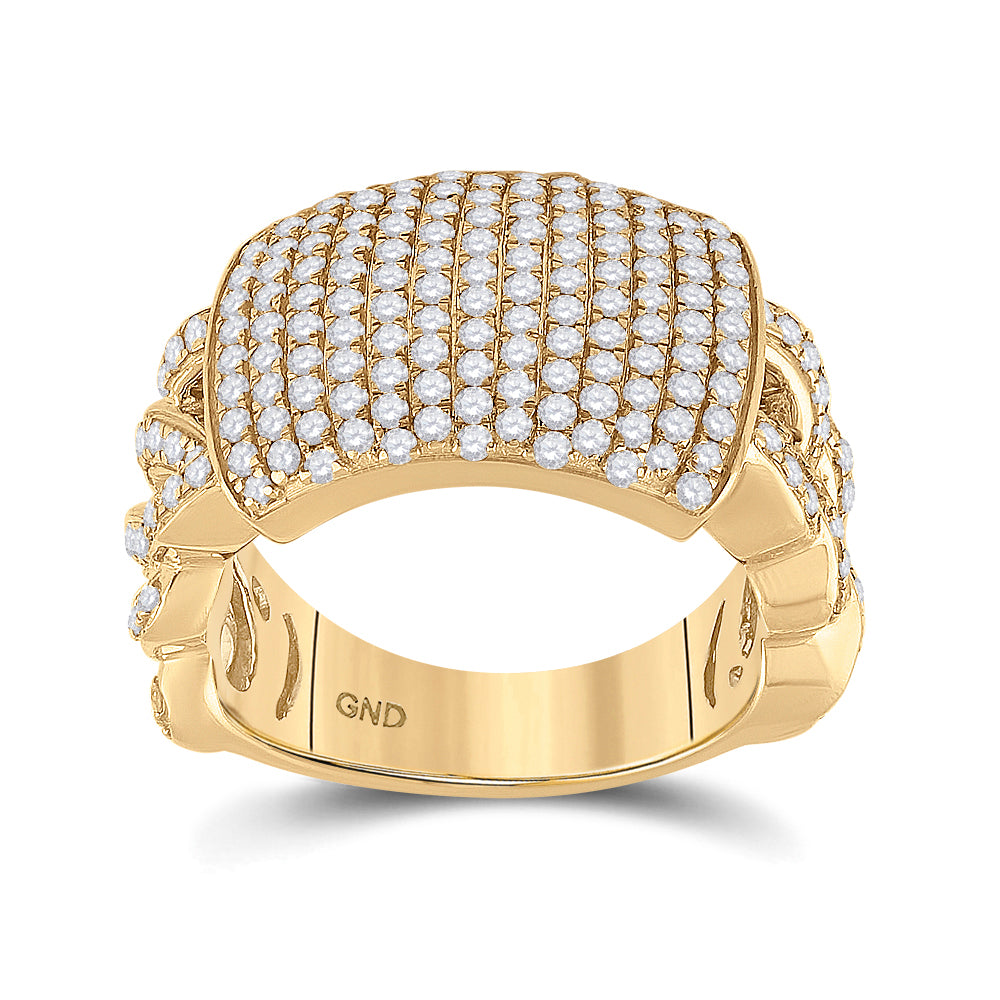 10kt Yellow Gold Mens Round Diamond Statement Fashion Ring 2.00 Cttw