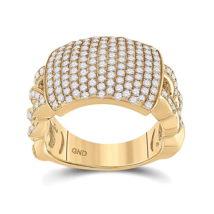 10kt Yellow Gold Mens Round Diamond Statement Fashion Ring 2.00 Cttw