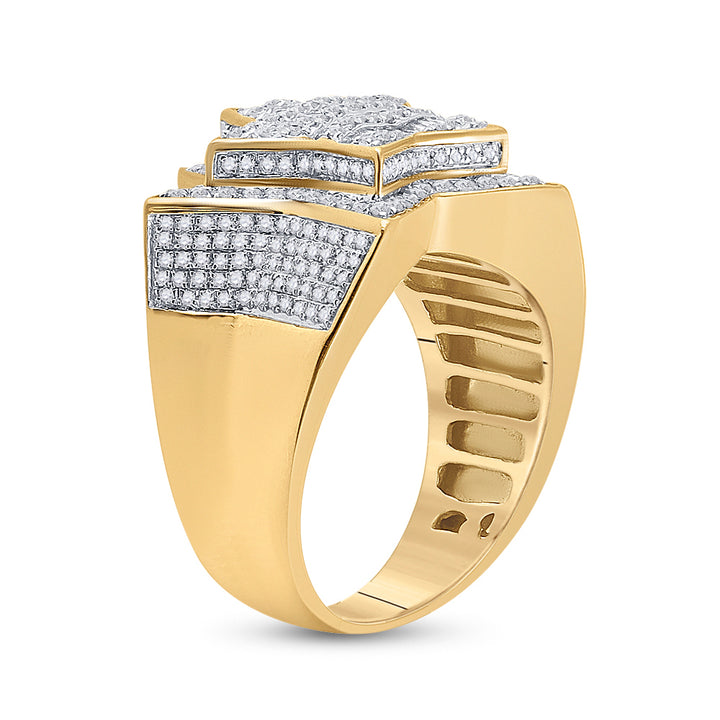 10kt Yellow Gold Mens Baguette Diamond Statement Star Ring 1-1/4 Cttw