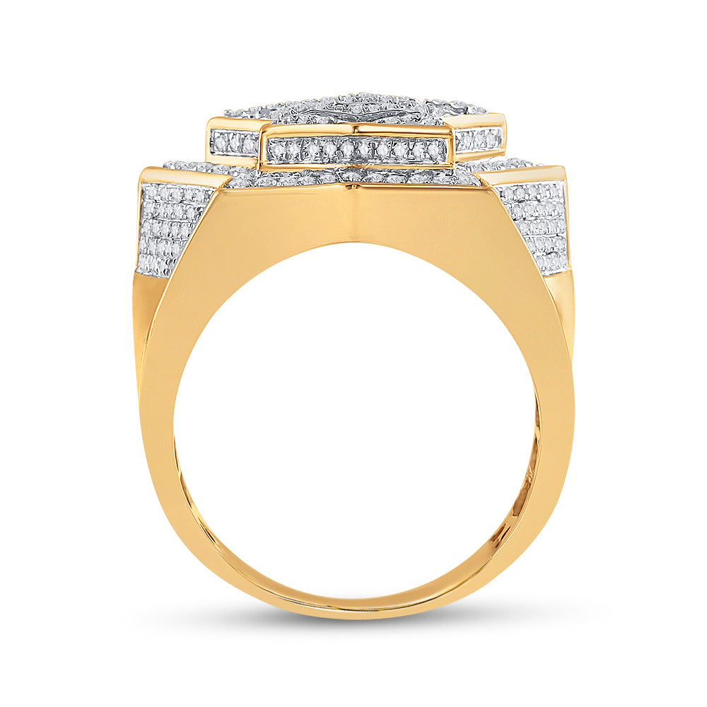 10kt Yellow Gold Mens Baguette Diamond Statement Star Ring 1-1/4 Cttw