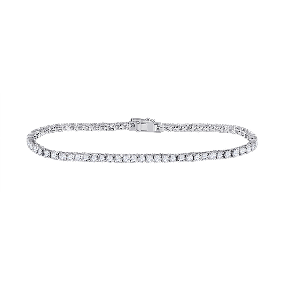 14kt White Gold Women's Round Diamond Tennis Bracelet 3-7/8 ctw - view 2