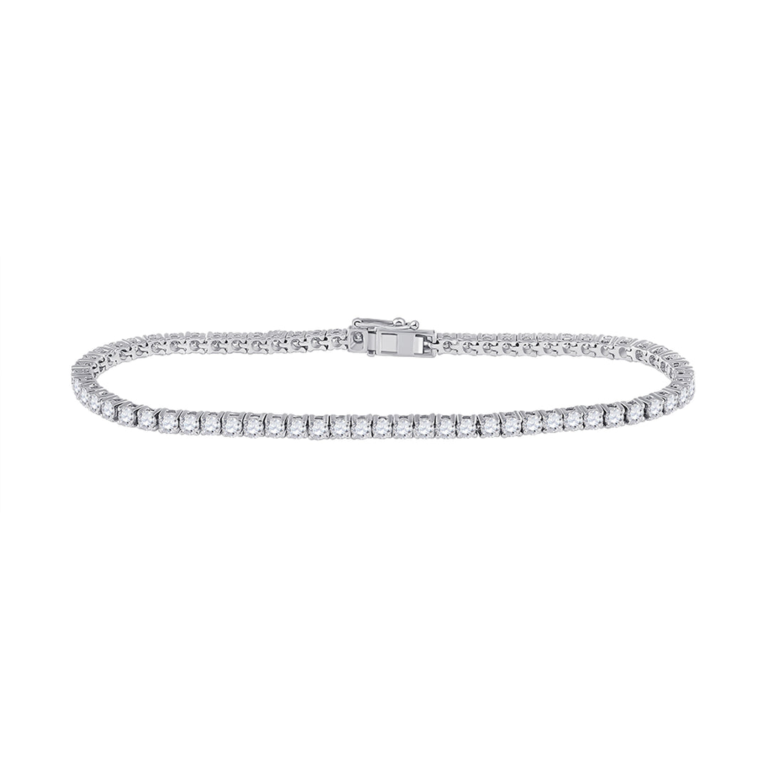 14kt White Gold Women's Round Diamond Tennis Bracelet 3-7/8 ctw - view 2