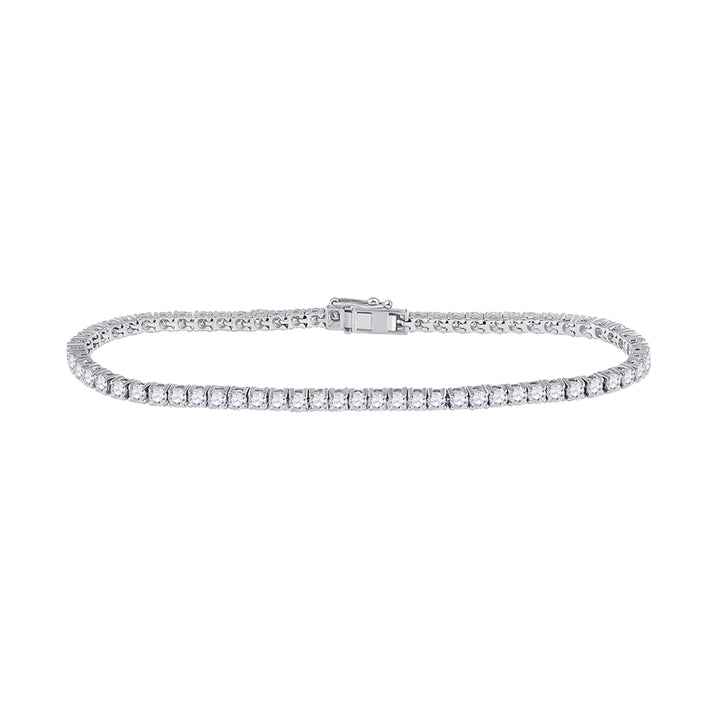 14kt White Gold Women's Round Diamond Tennis Bracelet 3-7/8 ctw - view 2