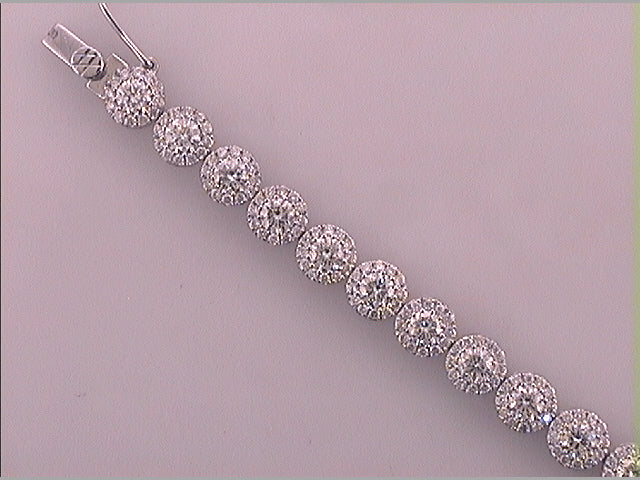 14kt White Gold Women's Diamond Fashion Halo Tennis Bracelet 5 ctw