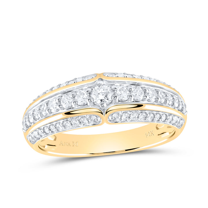 14kt Yellow Gold His Hers Round Diamond Halo Matching Bridal Wedding Ring Band Set 2-1/3 Cttw (Certified)