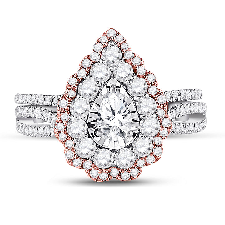 1 1/3CTW-DIA ANA M  1/3CT-CPEAR 1/20CT-RUBY KIANA BRIDAL SET