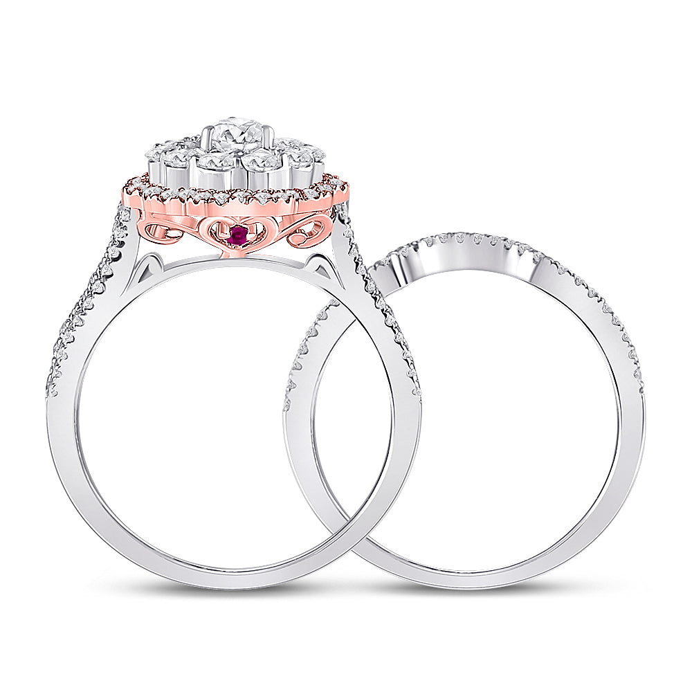 1 1/3CTW-DIA ANA M  1/3CT-CPEAR 1/20CT-RUBY KIANA BRIDAL SET