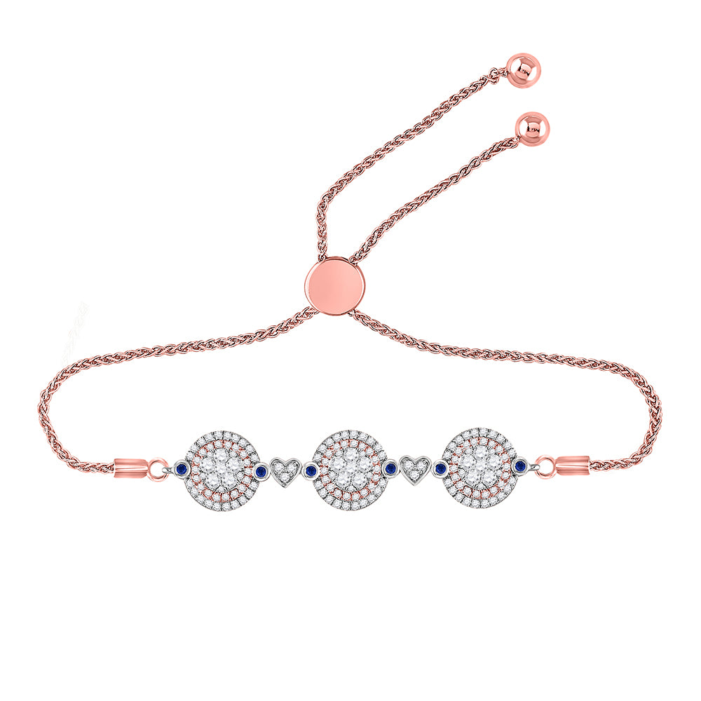 10kt Two-tone Gold Women's Diamond & Natural Blue Sapphire Bracelet 1-1/5 ctw