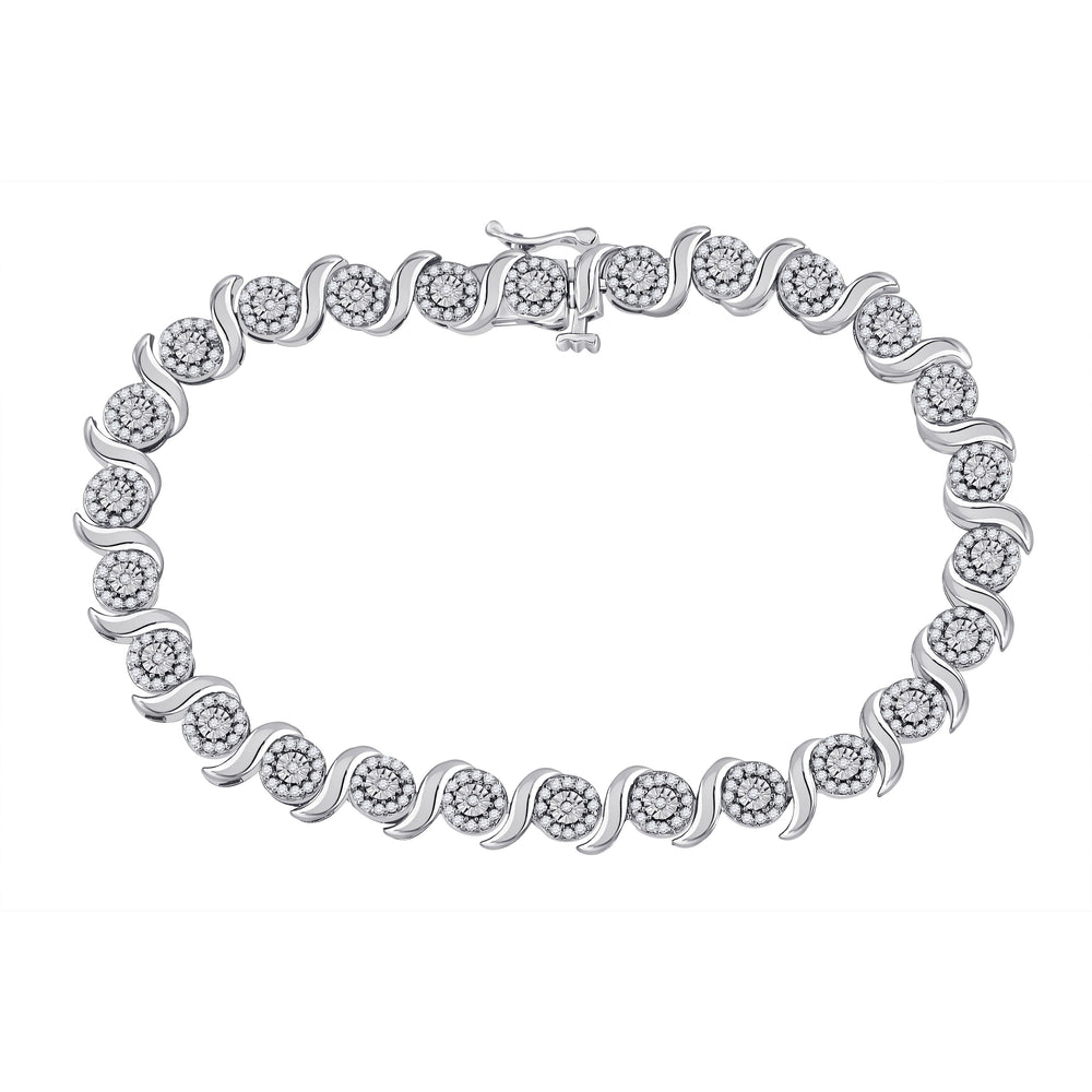 10kt White Gold Women's Diamond Bracelet 1 ctw - view 2