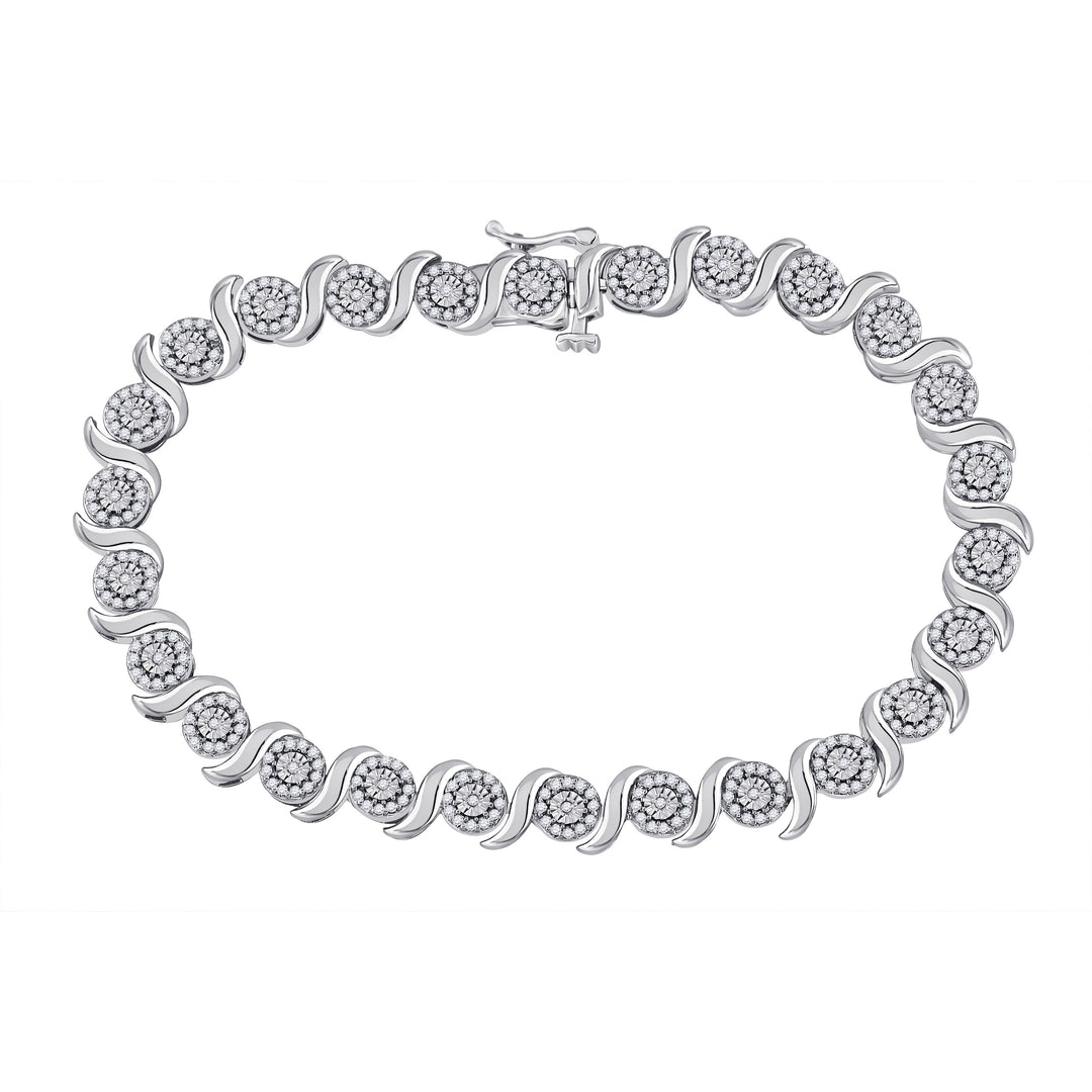 10kt White Gold Women's Diamond Bracelet 1 ctw - view 2