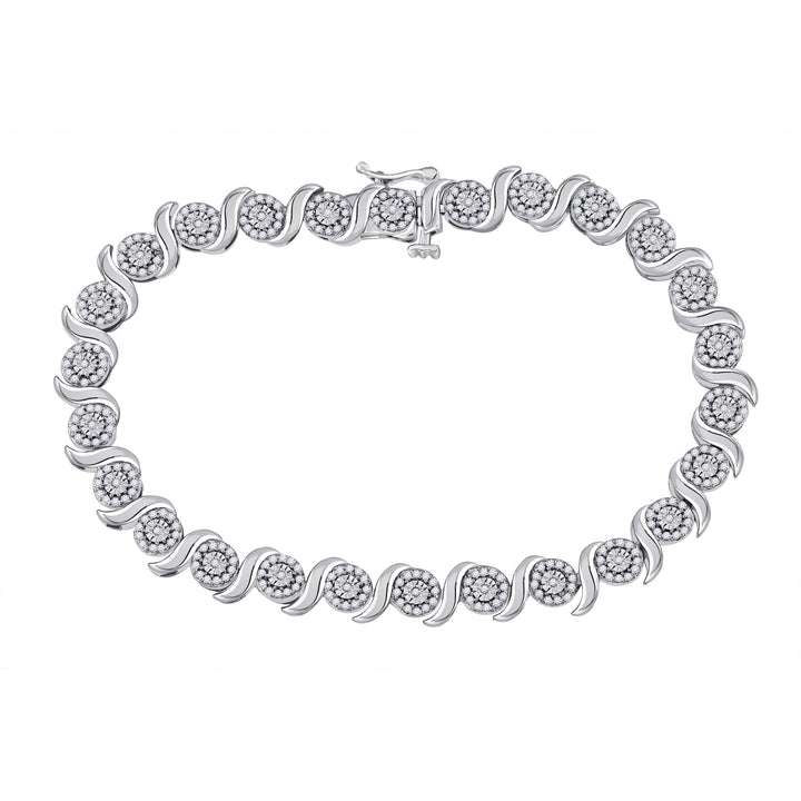 10kt White Gold Women's Diamond Bracelet 1 ctw - view 2