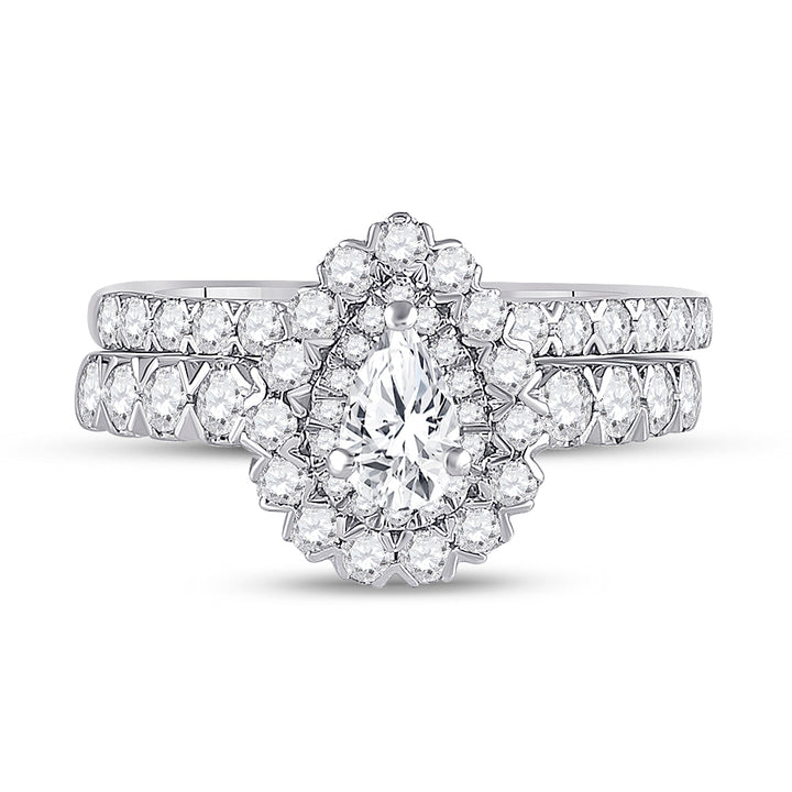 1 1/2CTW-DIA ANA M 3/8CT-CPEAR BRIDAL SETS SINGLE HALO