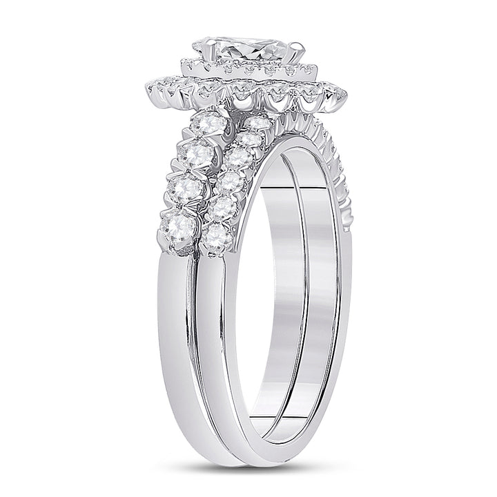 1 1/2CTW-DIA ANA M 3/8CT-CPEAR BRIDAL SETS SINGLE HALO