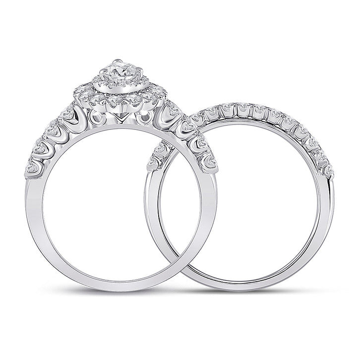 1 1/2CTW-DIA ANA M 3/8CT-CPEAR BRIDAL SETS SINGLE HALO