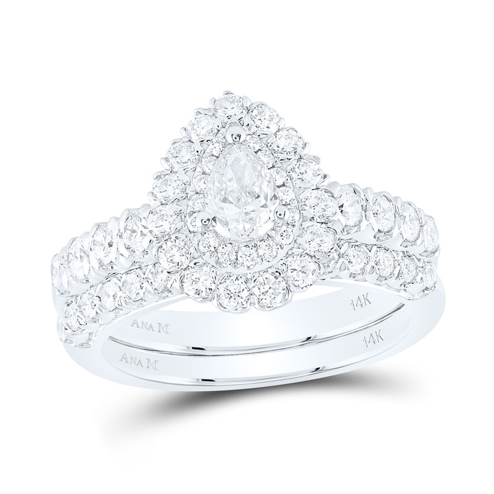 1 1/2CTW-DIA ANA M 3/8CT-CPEAR BRIDAL SETS SINGLE HALO