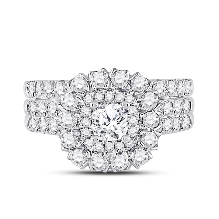 1 7/8CTW-DIA ANA M 1/2CT-CCUSHION BRIDAL SETS DOUBLE HALO