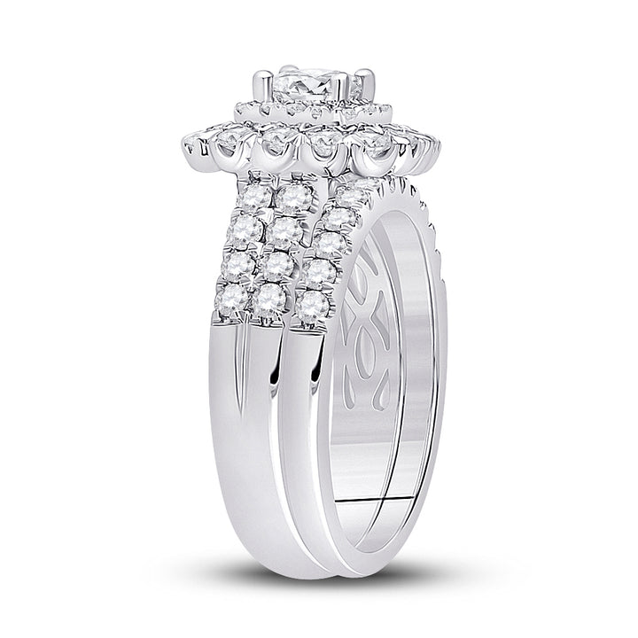 1 7/8CTW-DIA ANA M 1/2CT-CCUSHION BRIDAL SETS DOUBLE HALO