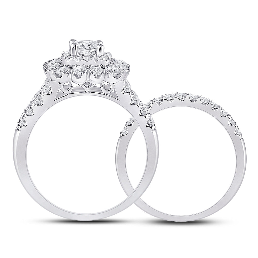1 7/8CTW-DIA ANA M 1/2CT-CCUSHION BRIDAL SETS DOUBLE HALO