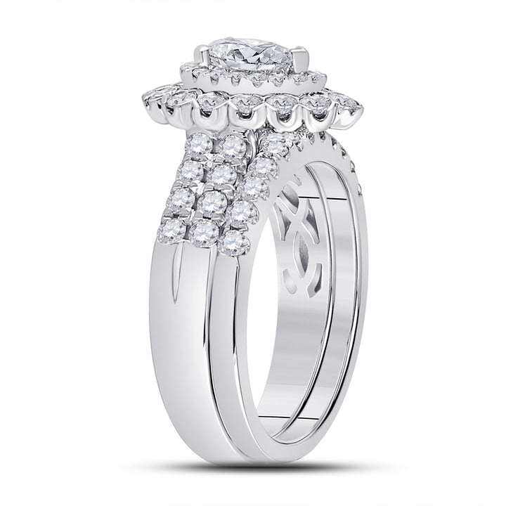 1 7/8CTW-DIA ANA M 1/2CT-CPEAR BRIDAL SETS DOUBLE HALO