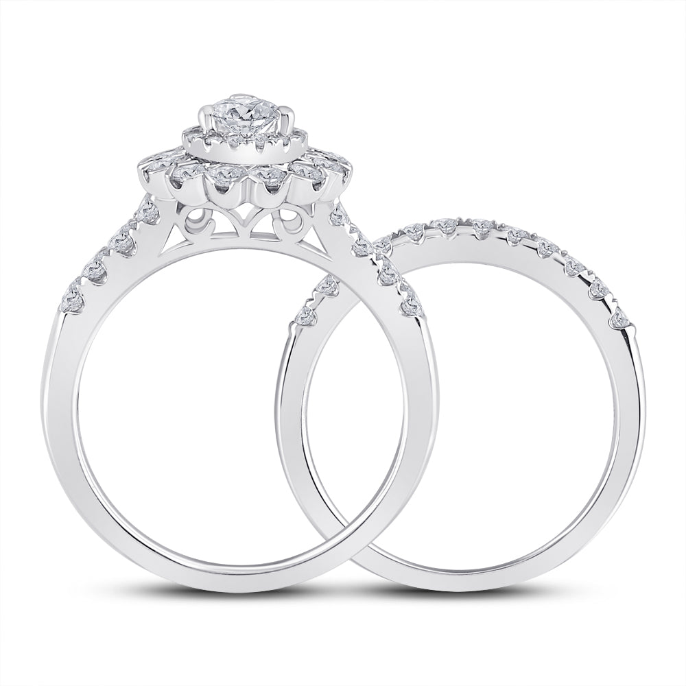 1 7/8CTW-DIA ANA M 1/2CT-CPEAR BRIDAL SETS DOUBLE HALO