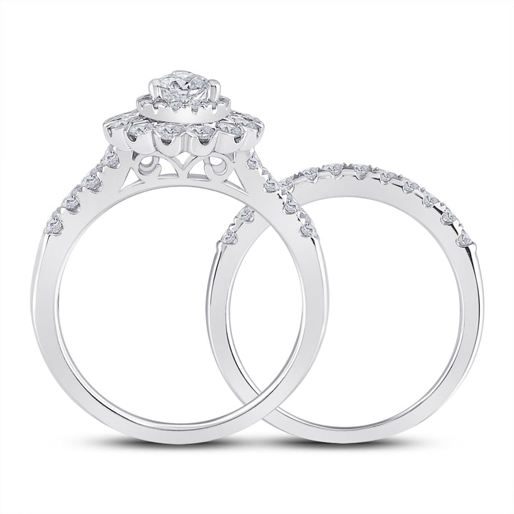 1 7/8CTW-DIA ANA M 1/2CT-CPEAR BRIDAL SETS DOUBLE HALO