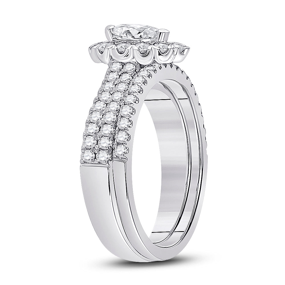 1 1/2CTW-DIA ANA M 1/2CT-CPEAR BRIDAL SETS SINGLE HALO