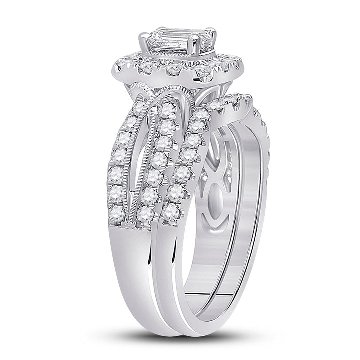 1 3/8CT-DIA ANA M 3/8CT-CEME BLISS  BRIDAL SETS DOUBLE HALO