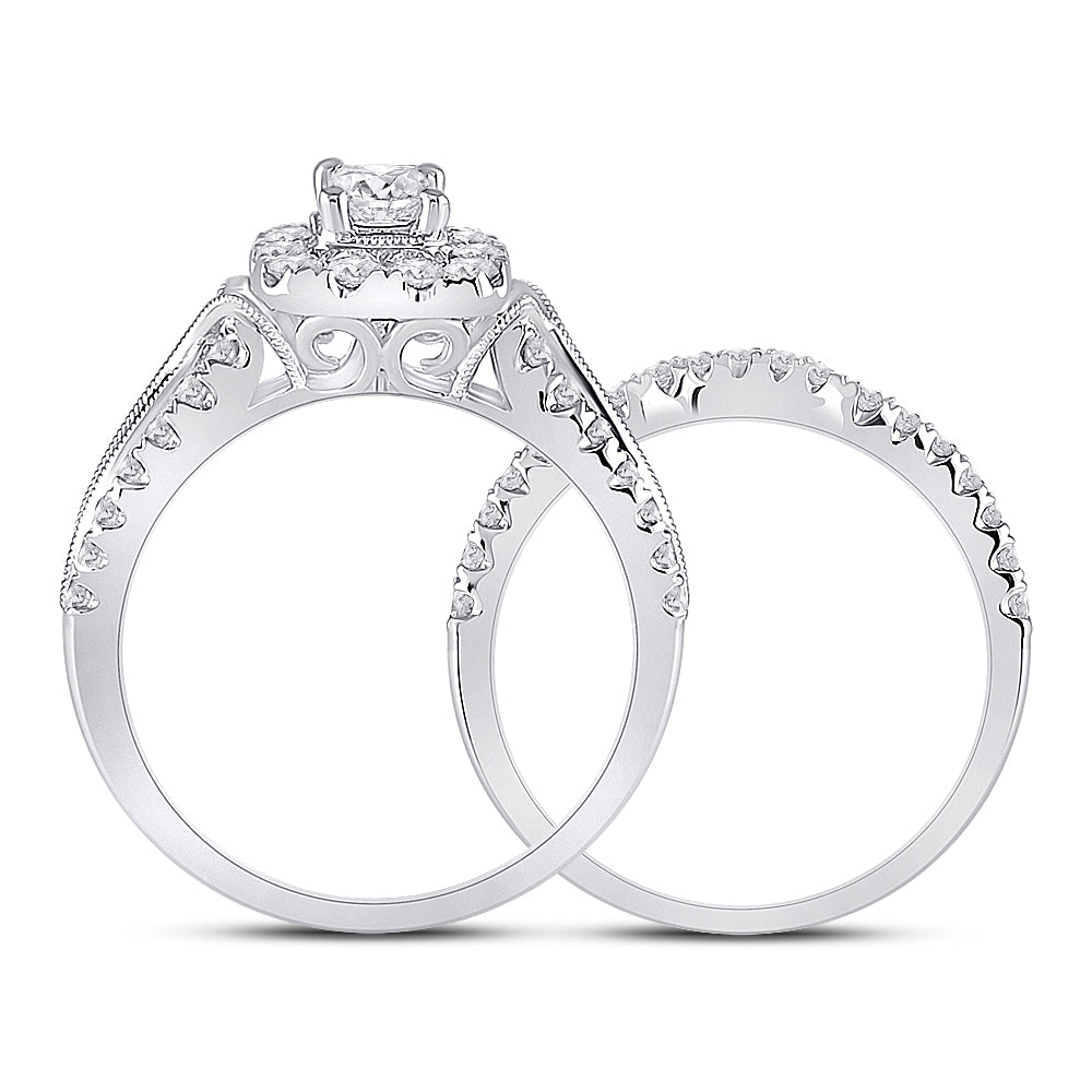 1 3/8CT-DIA ANA M 3/8CT-CEME BLISS  BRIDAL SETS DOUBLE HALO