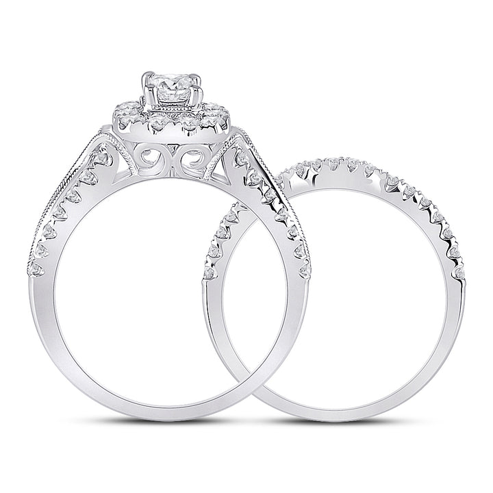 1 3/8CT-DIA ANA M 3/8CT-CEME BLISS  BRIDAL SETS DOUBLE HALO