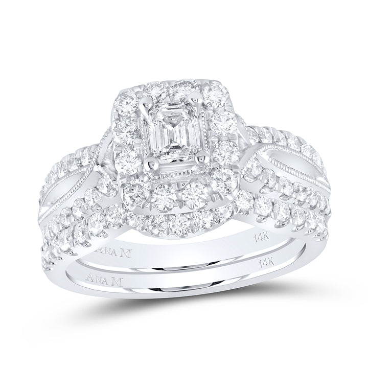 1 3/8CT-DIA ANA M 3/8CT-CEME BLISS  BRIDAL SETS DOUBLE HALO