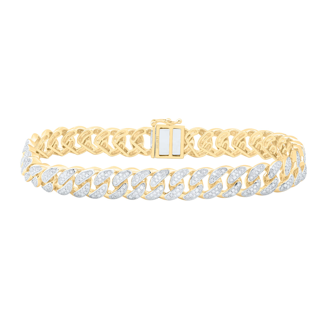10kt Yellow Gold Men's Diamond Cuban Link Bracelet 2 ctw